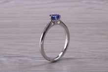 Load image into Gallery viewer, Half carat Blue Sapphire set White Gold Solitaire