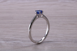 Half carat Blue Sapphire set White Gold Solitaire