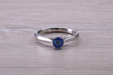 Load image into Gallery viewer, Half carat Blue Sapphire set White Gold Solitaire