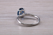 Load image into Gallery viewer, Oval cut Royal Blue Sapphire Platinum Solitaire