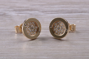 Diamond Cluster set Yellow Gold Stud Earrings