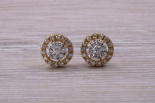 Load image into Gallery viewer, Half carat Diamond Cluster set Yellow Gold Stud Earrings