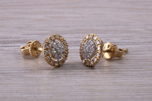 Load image into Gallery viewer, Half carat Diamond Cluster set Yellow Gold Stud Earrings