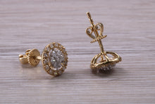 Load image into Gallery viewer, Half carat Diamond Cluster set Yellow Gold Stud Earrings