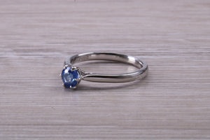 Half carat Blue Sapphire set White Gold Solitaire