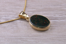 Load image into Gallery viewer, Oval Bloodstone set Yellow Gold Necklace