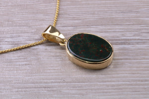 Oval Bloodstone set Yellow Gold Necklace