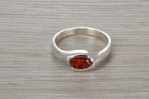 Sterling Silver Garnet C Z Ring