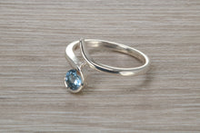 Load image into Gallery viewer, Silver Aquamarine C Z set Ring