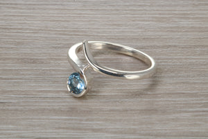 Silver Aquamarine C Z set Ring