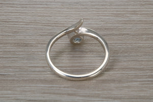 Silver Aquamarine C Z set Ring