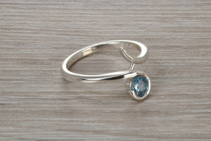 Silver Aquamarine C Z set Ring