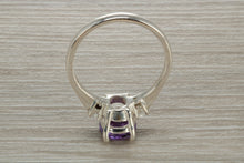 Load image into Gallery viewer, Sterling Silver Amethyst C Z Trilogy Ring