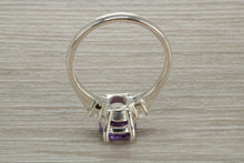 Load image into Gallery viewer, Sterling Silver Amethyst C Z Trilogy Ring