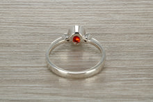 Load image into Gallery viewer, Sterling Silver Garnet C Z Trilogy Ring