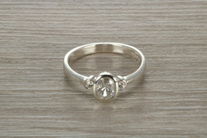 Sterling Silver White C Z Trilogy Ring