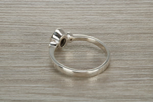 Sterling Silver Black and White C Z Ring