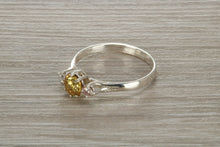 Load image into Gallery viewer, Sterling Silver Yellow C Z Trilogy Ring