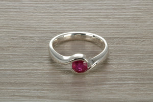 Natural Round cut Ruby set Chunky Twist Ring