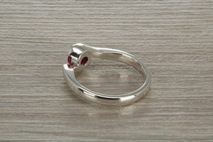 Natural Round cut Ruby set Chunky Twist Ring