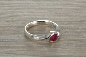 Natural Round cut Ruby set Chunky Twist Ring