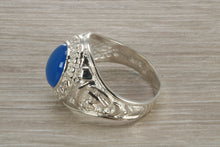 Load image into Gallery viewer, Gents Sterling Silver Blue Stone College Ring