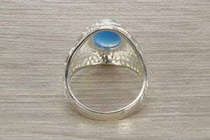 Gents Sterling Silver Blue Stone College Ring