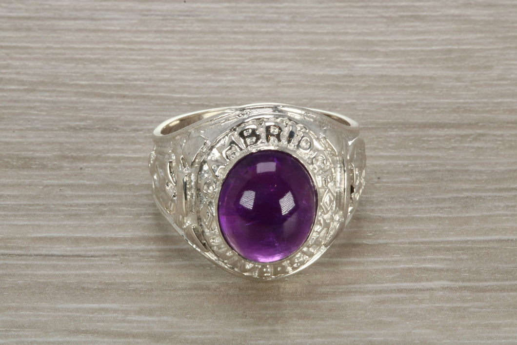 Gents Sterling Silver Amethyst set College Ring