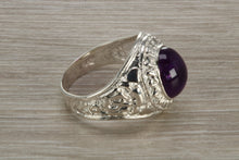 Load image into Gallery viewer, Gents Sterling Silver Amethyst set College Ring