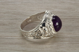 Gents Sterling Silver Amethyst set College Ring