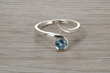 Load image into Gallery viewer, Silver Aquamarine C Z set Ring