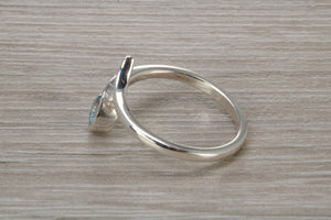 Silver Aquamarine C Z set Ring