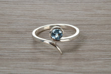 Load image into Gallery viewer, Silver Aquamarine C Z set Ring