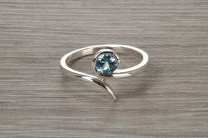 Silver Aquamarine C Z set Ring