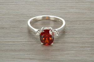 Sterling Silver Garnet C Z Ring