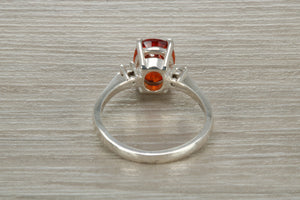 Sterling Silver Garnet C Z Ring