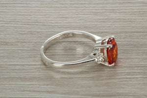 Sterling Silver Garnet C Z Ring