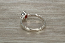 Load image into Gallery viewer, Sterling Silver Garnet C Z Trilogy Ring