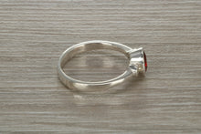 Load image into Gallery viewer, Sterling Silver Garnet C Z Trilogy Ring