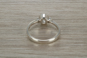 Sterling Silver White C Z Trilogy Ring