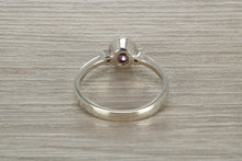 Load image into Gallery viewer, Sterling Silver Amethyst C Z Trilogy Ring