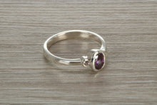 Load image into Gallery viewer, Sterling Silver Amethyst C Z Trilogy Ring