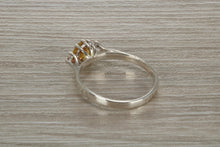 Load image into Gallery viewer, Sterling Silver Yellow C Z Trilogy Ring