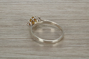 Sterling Silver Yellow C Z Trilogy Ring