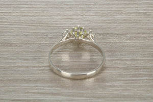 Sterling Silver Peridot C Z Trilogy Ring