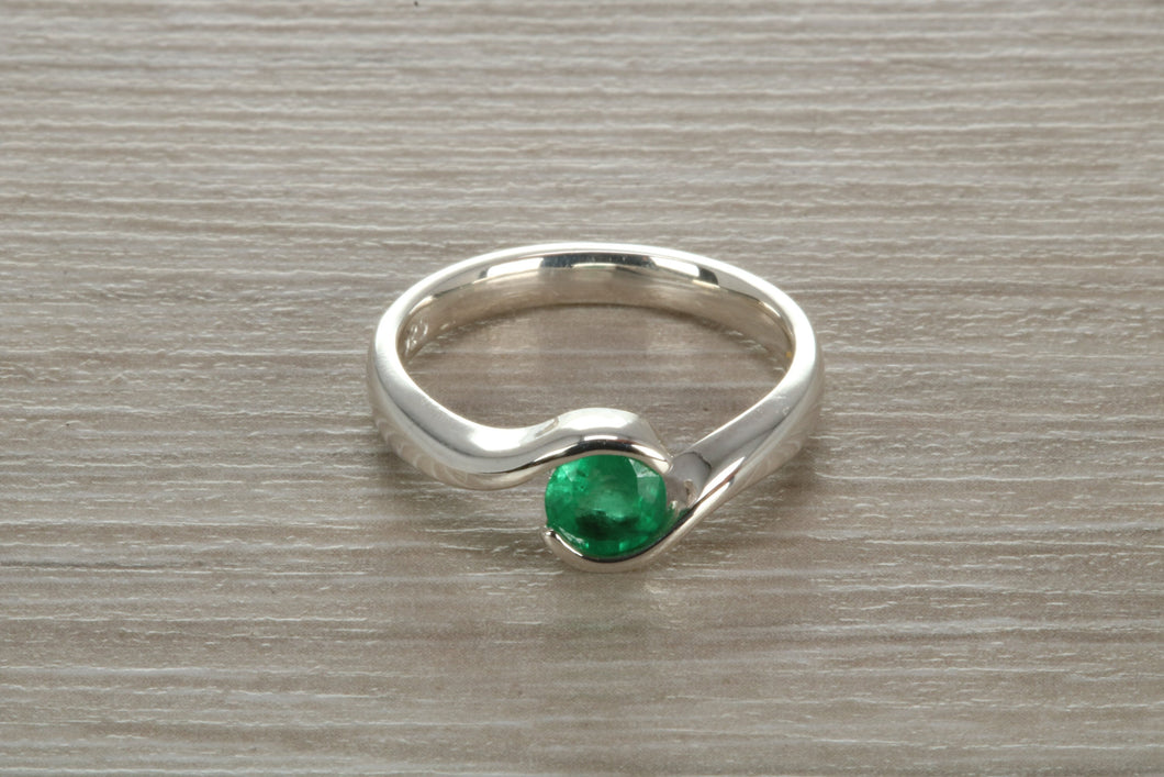 Natural Emerald set Chunky Twist Ring