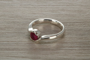 Natural Round cut Ruby set Chunky Twist Ring