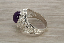 Load image into Gallery viewer, Gents Sterling Silver Amethyst set College Ring