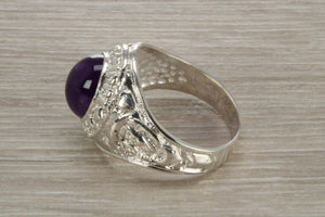 Gents Sterling Silver Amethyst set College Ring