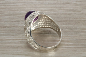 Gents Sterling Silver Amethyst set College Ring